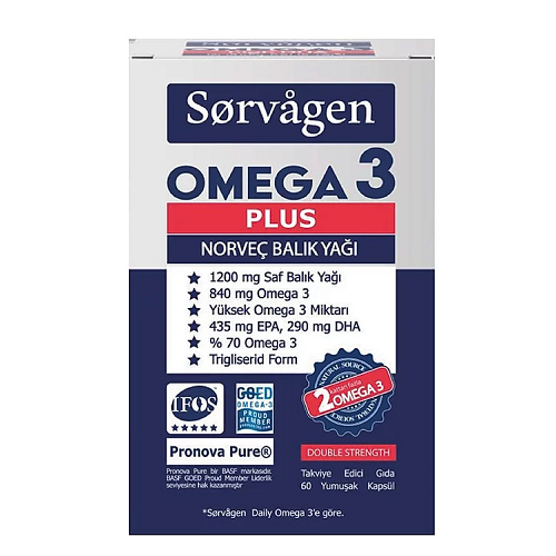 Sorvagen Omega 3 Plus Norveç Balık Yağı 60 Kapsül'ün Ürün Fotoğrafı