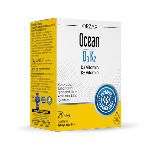 Orzax Ocean Vitamin D3 K2 20 ML / 1000 IU'nun Ürün Fotoğrafı